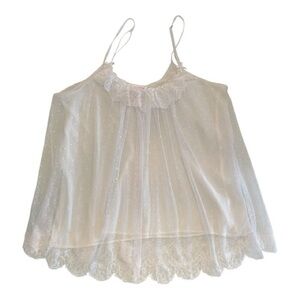 Oscar de la Renta | Lingerie | White Chiffon Lace Babydoll / Chemise | Size XL